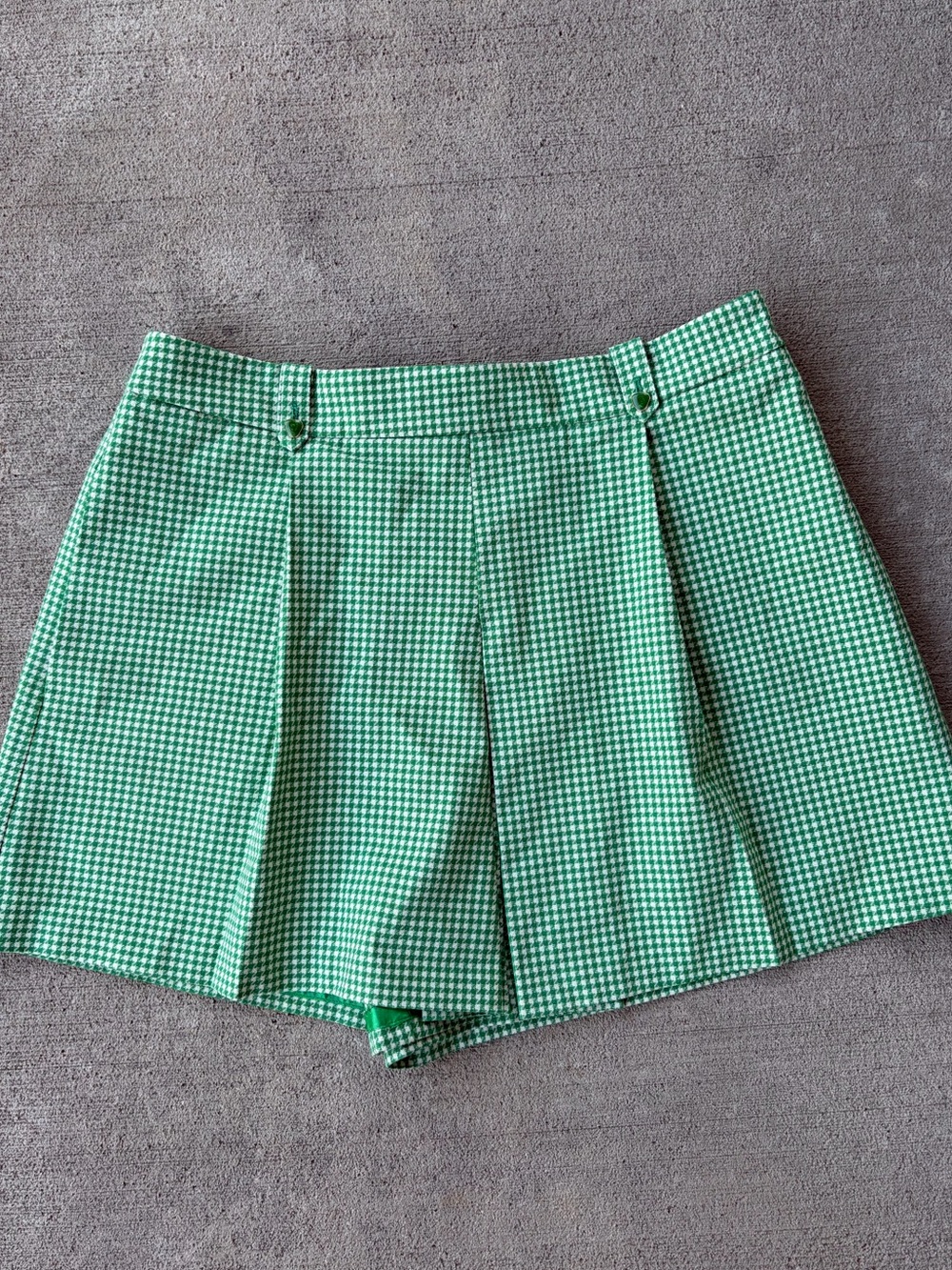 Maeve by Anthropologie menswear pleated skort skirt green white bottoms
